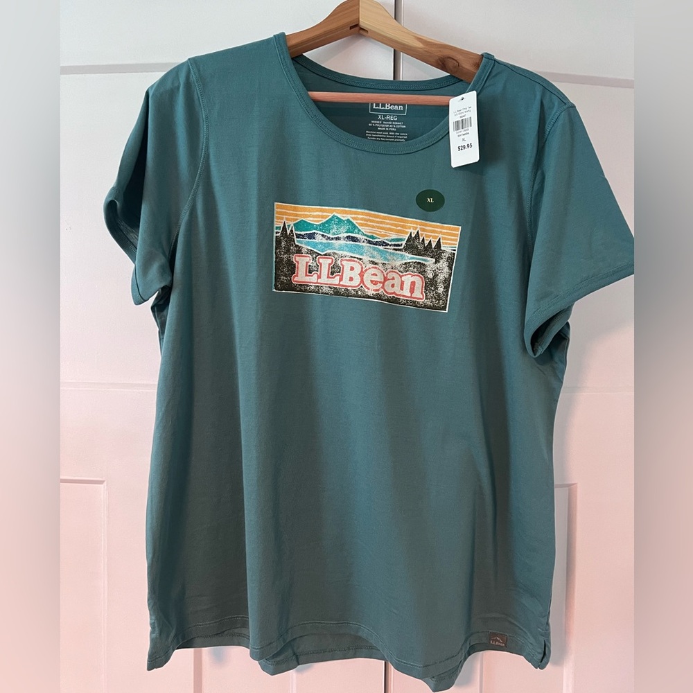 L.L Bean teal graphic logo short sleeve tee, Size XL